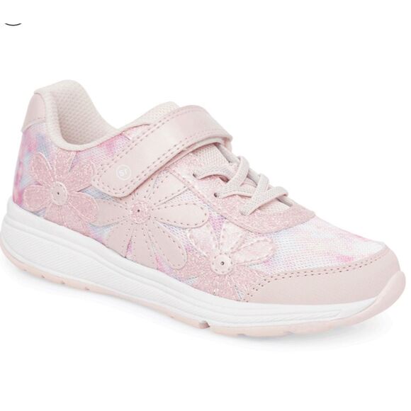 STRIDE RITE girls light-up glimmer sneakers floral pink size  13 - Picture 1 of 7